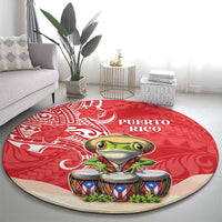 Puerto Rico Round Carpet Coqui Frog With Polynesian Pattern - Wonder Print Shop