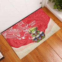 Puerto Rico Rubber Doormat Coqui Frog With Polynesian Pattern - Wonder Print Shop