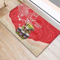 Puerto Rico Rubber Doormat Coqui Frog With Polynesian Pattern - Wonder Print Shop