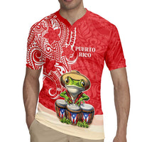 Personalized Puerto Rico Rugby Jersey Coqui Frog With Polynesian Pattern - Wonder Print Shop