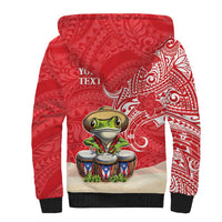 Personalized Puerto Rico Sherpa Hoodie Coqui Frog With Polynesian Pattern - Wonder Print Shop