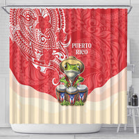 Puerto Rico Shower Curtain Coqui Frog With Polynesian Pattern - Wonder Print Shop