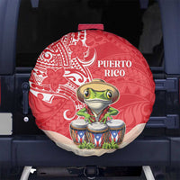 Puerto Rico Spare Tire Cover Coqui Frog With Polynesian Pattern - Wonder Print Shop