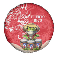 Puerto Rico Spare Tire Cover Coqui Frog With Polynesian Pattern - Wonder Print Shop