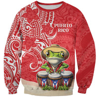 Personalized Puerto Rico Sweatshirt Coqui Frog With Polynesian Pattern - Wonder Print Shop