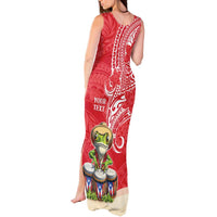 Personalized Puerto Rico Tank Maxi Dress Coqui Frog With Polynesian Pattern - Wonder Print Shop
