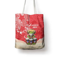 Puerto Rico Tote Bag Coqui Frog With Polynesian Pattern - Wonder Print Shop