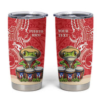Personalized Puerto Rico Tumbler Cup Coqui Frog With Polynesian Pattern - Wonder Print Shop