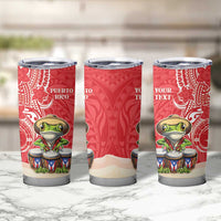 Personalized Puerto Rico Tumbler Cup Coqui Frog With Polynesian Pattern - Wonder Print Shop