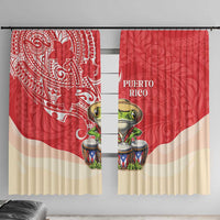 Puerto Rico Window Curtain Coqui Frog With Polynesian Pattern - Wonder Print Shop