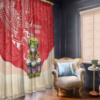Puerto Rico Window Curtain Coqui Frog With Polynesian Pattern - Wonder Print Shop