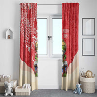 Puerto Rico Window Curtain Coqui Frog With Polynesian Pattern - Wonder Print Shop