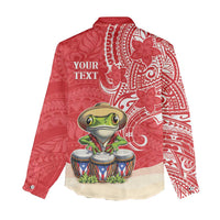 Personalized Puerto Rico Women Casual Shirt Coqui Frog With Polynesian Pattern - Wonder Print Shop