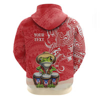Personalized Puerto Rico Zip Hoodie Coqui Frog With Polynesian Pattern - Wonder Print Shop