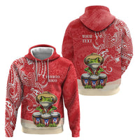 Personalized Puerto Rico Zip Hoodie Coqui Frog With Polynesian Pattern - Wonder Print Shop