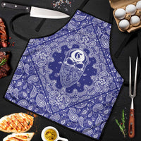 Blue Paisley Apron Skull Gangster - Wonder Print Shop