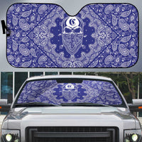 Blue Paisley Auto Sun Shade Skull Gangster - Wonder Print Shop
