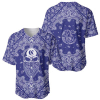 Blue Paisley Baseball Jersey Skull Gangster - Wonder Print Shop