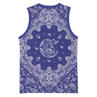 Blue Paisley Basketball Jersey Skull Gangster - Wonder Print Shop