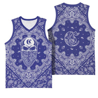 Blue Paisley Basketball Jersey Skull Gangster - Wonder Print Shop