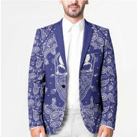 Blue Paisley Blazer Skull Gangster - Wonder Print Shop