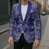 Blue Paisley Blazer Skull Gangster - Wonder Print Shop