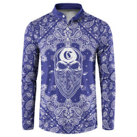 Blue Paisley Button Sweatshirt Skull Gangster - Wonder Print Shop