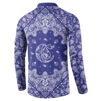 Blue Paisley Button Sweatshirt Skull Gangster - Wonder Print Shop