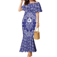 Blue Paisley Family Matching Mermaid Dress and Hawaiian Shirt Skull Gangster - Wonder Print Shop
