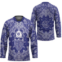 Blue Paisley Hockey Jersey Skull Gangster - Wonder Print Shop