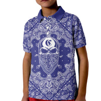 Blue Paisley Kid Polo Shirt Skull Gangster - Wonder Print Shop