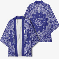 Blue Paisley Kimono Skull Gangster - Wonder Print Shop