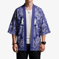 Blue Paisley Kimono Skull Gangster - Wonder Print Shop