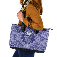 Blue Paisley Leather Tote Bag Skull Gangster - Wonder Print Shop