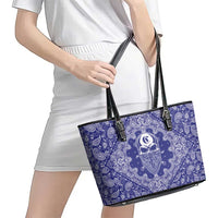 Blue Paisley Leather Tote Bag Skull Gangster - Wonder Print Shop