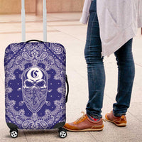 Blue Paisley Luggage Cover Skull Gangster - Wonder Print Shop