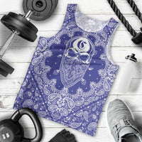 Blue Paisley Men Tank Top Skull Gangster - Wonder Print Shop