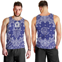 Blue Paisley Men Tank Top Skull Gangster - Wonder Print Shop