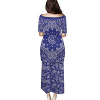 Blue Paisley Puletasi Skull Gangster - Wonder Print Shop