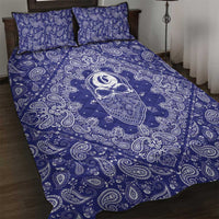 Blue Paisley Quilt Bed Set Skull Gangster - Wonder Print Shop