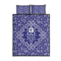 Blue Paisley Quilt Bed Set Skull Gangster - Wonder Print Shop