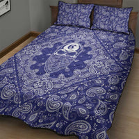 Blue Paisley Quilt Bed Set Skull Gangster - Wonder Print Shop