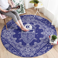 Blue Paisley Round Carpet Skull Gangster - Wonder Print Shop