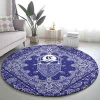 Blue Paisley Round Carpet Skull Gangster - Wonder Print Shop