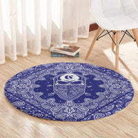 Blue Paisley Round Carpet Skull Gangster - Wonder Print Shop
