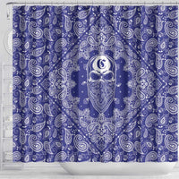 Blue Paisley Shower Curtain Skull Gangster - Wonder Print Shop