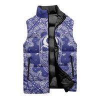 Blue Paisley Sleeveless Puffer Jacket Skull Gangster - Wonder Print Shop