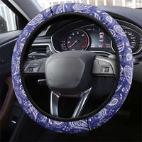Blue Paisley Steering Wheel Cover Skull Gangster - Wonder Print Shop