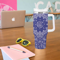 Blue Paisley Tumbler With Handle Skull Gangster - Wonder Print Shop