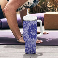 Blue Paisley Tumbler With Handle Skull Gangster - Wonder Print Shop